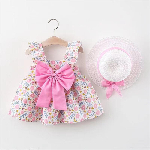 Φόρεμα για κορίτσια σε γραμμή Α, χωρίς μανίκια, με φλοράλ print και φιόγκο στην πλάτη. 1