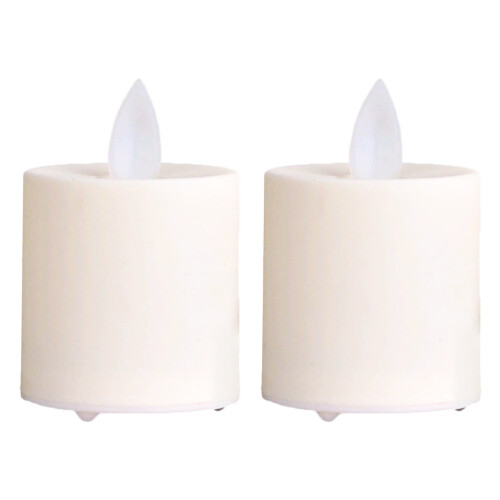 Conjunto de 2 velas elétricas LED brancas em PP sem chama com efeito de chama tremulante. 2