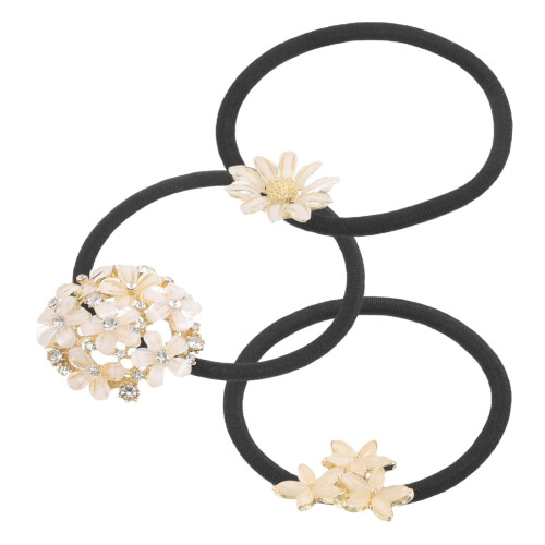 Strikk til hårbånd med strassblomster, 3 stk. 2
