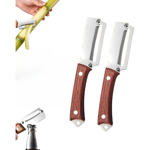 Gemüseschäler mit Holzgriff und Aufbewahrungsflasche
