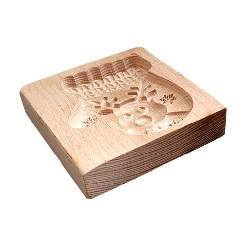 Moule à biscuits en bois 10 cm, motif sculpté 1