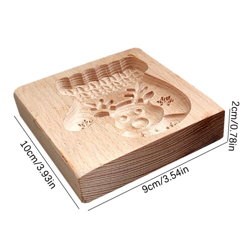 Moule à biscuits en bois 10 cm, motif sculpté 2