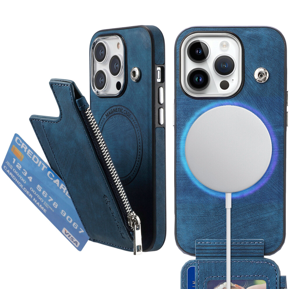 Iphone 15 Pu Leather Wallet Case With Magsafe And Zipper 9418476001659
