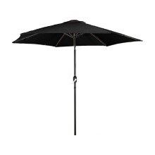 (Black) Groundlevel Garden Parasol Umbrella Sunshade Polyester Canopy Iron Frame With Crank Handle