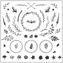 Transparenter Silikonstempel mit Blättern und Blüten, 1 Stück