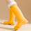 Botas de chuva impermeáveis femininas amarelas, cano longo e largo. 4