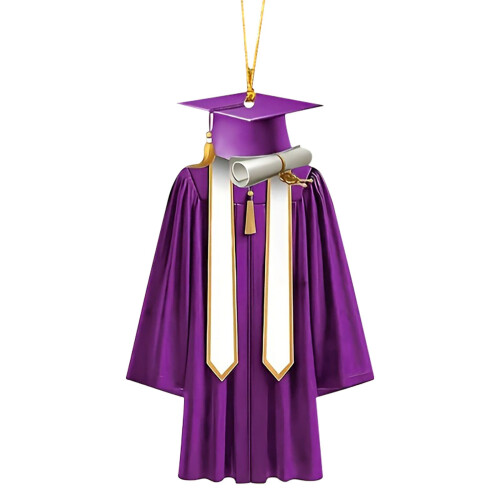 Ornament rochie de absolvire lemn acrilic violet 1 buc