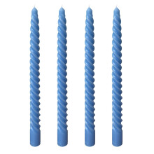 Bougies coniques bleues inodores à la cire mélangée (paquet de 4)