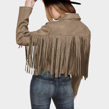 Women's Brown Faux Suede Cropped Motorcycle Jacket