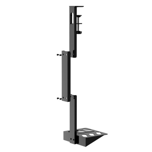 Metalen verticale houder voor gameconsole onder het bureau