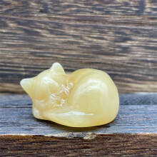 Crystal Cat Figurine Opal Opalite Moonstone Sleeping Pose