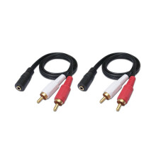 3,5 mm hunn til 2RCA hann stereolydkabel 2-pakning