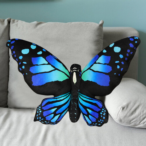 Cuscino a forma di farfalla in peluche con design a insetto monarca