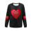 Felpa da donna a coste con scollo rotondo e cuore per San Valentino, lunga 4