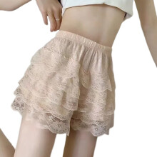 Shorts femininos delicados com babados em renda em camadas (5 camadas)