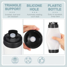 4 Stück 16Oz Gewürz-Squeeze-Flaschen Umgekehrte Kunststoff-Squeeze-Flasche für Saucen Nachfüllbare Spitze Großer Ventilspender