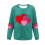 Felpa da donna a coste con scollo rotondo e cuore per San Valentino, lunga 4