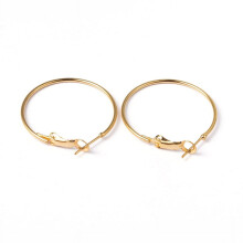 Golden Plated Brass Hoop Earrings Nickel Free 30 mm x 1.2 mm
