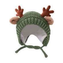 Weihnachtsmütze mit Geweihmotiv für Babys, Wollmütze für Kleinkinder von 0-2 Jahren