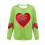 Felpa da donna a coste con scollo rotondo e cuore per San Valentino, lunga 4