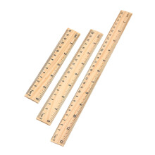 Regla de madera para medir, doble escala, 3 piezas