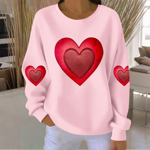 Valentinsdagsgenser med hjertegrafikk til dame 1