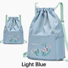 Sac à dos pliable à cordon brodé pour femme, grand modèle