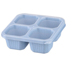 Boîte à bento réutilisable à 4 compartiments, 16,5 x 15,5 x 5,5 cm, bleue