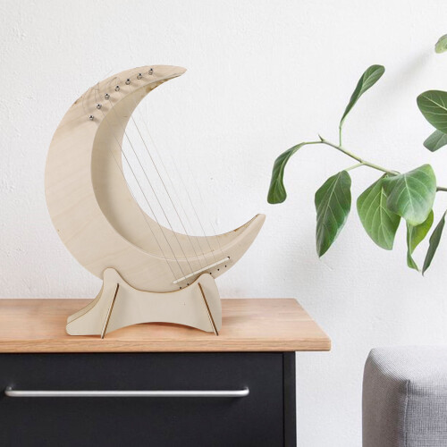 7-String Lyre Harp Moon Design Wooden Body 2