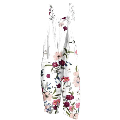 Women's Overalls Pink L Wide-Leg Adjustable Backless 1