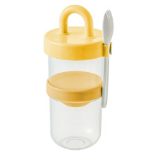 Saladier portable étanche à compartiments jaune
