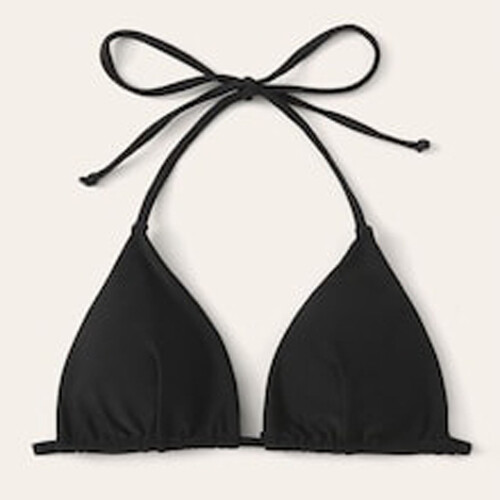 Top de bikini acolchado negro liso para mujer 1
