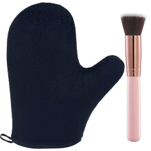 Kit de autobronzeamento Afunyo com luva, esponja de maquiagem e espátula plana.