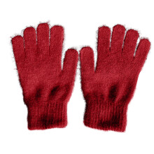 Luvas femininas de inverno casuais e quentinhas com forro de pele, vermelhas, tamanho único.