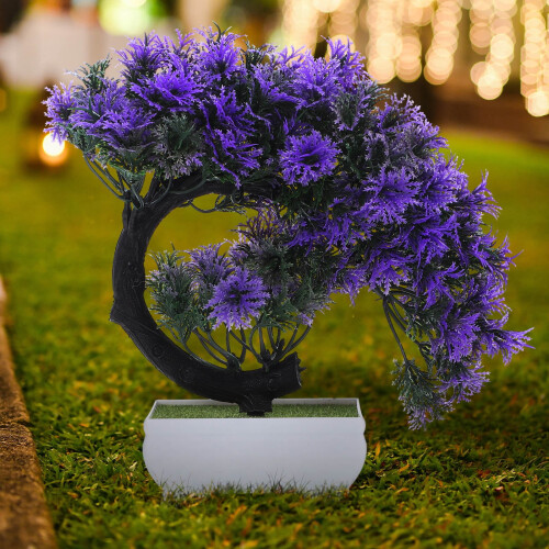 Árvore Bonsai Artificial Roxa em PP Decorativa em Vaso (1 Conjunto) 1