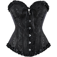 Corsé de mujer con ballenas, color negro, talla S