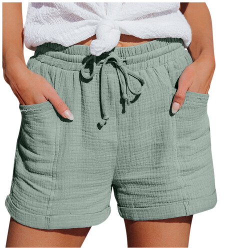 Dameshorts i bomuld med brede ben, grøn M