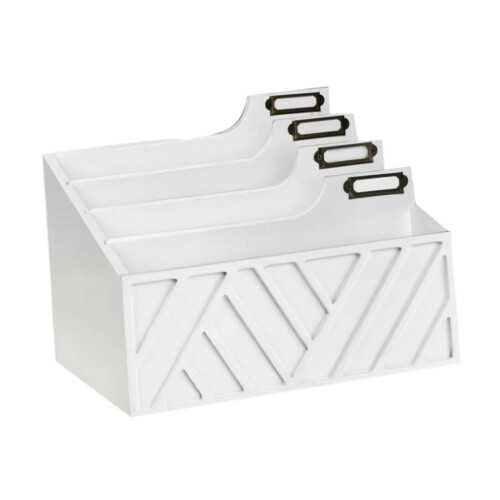 Postorganisator benkeplate brevholder hvit 4-roms
