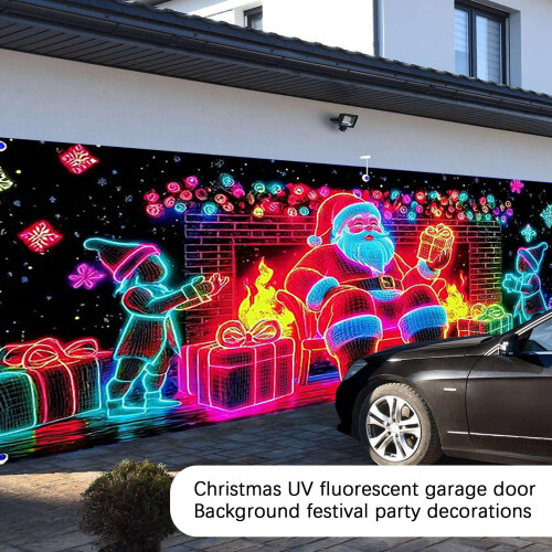 Housse de porte de garage de Noël activée par UV 7,6 x 5 pi 2