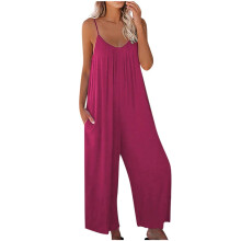 Women's Casual Sleeveless Adjustable Jumpsuit with Pockets