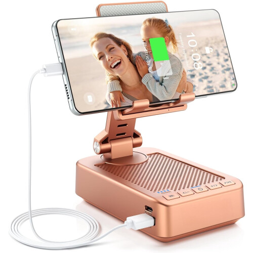 Suporte para celular Rose com rotação de 360 e som surround.
