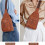 Bolsa transversal de couro marrom grande 3
