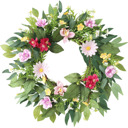 Purple Artificial Flower Wreath Rattan 1 Piece