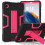 Capa à prova de choque para Galaxy Tab A9 8.7" com suporte, preta e rosa. 1