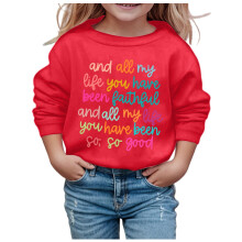 Sudadera suave de manga larga con cuello redondo para niñas
