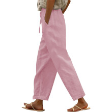 Pantaloni de in pentru femei, din tifon mic, casual, de vară, pentru casă