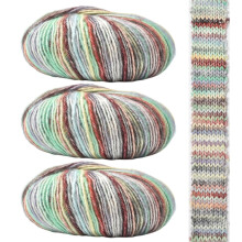 Baumwollgarn zum Häkeln und Stricken, 3 Knäuel, bunt, weich