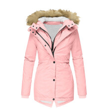 Chaqueta de invierno gruesa con capucha y forro polar para mujer