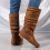 Botas femininas de camurça marrom com pregas, estilo britânico, tamanho 6,5. 3