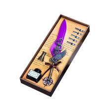 Feather Dip Pen Calligraphy Set Antique Style with 5 Nibs